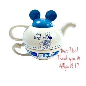 Disney Parks: Gourmet Tea For One - Teapot (3pcs). Cornflower blue and w…